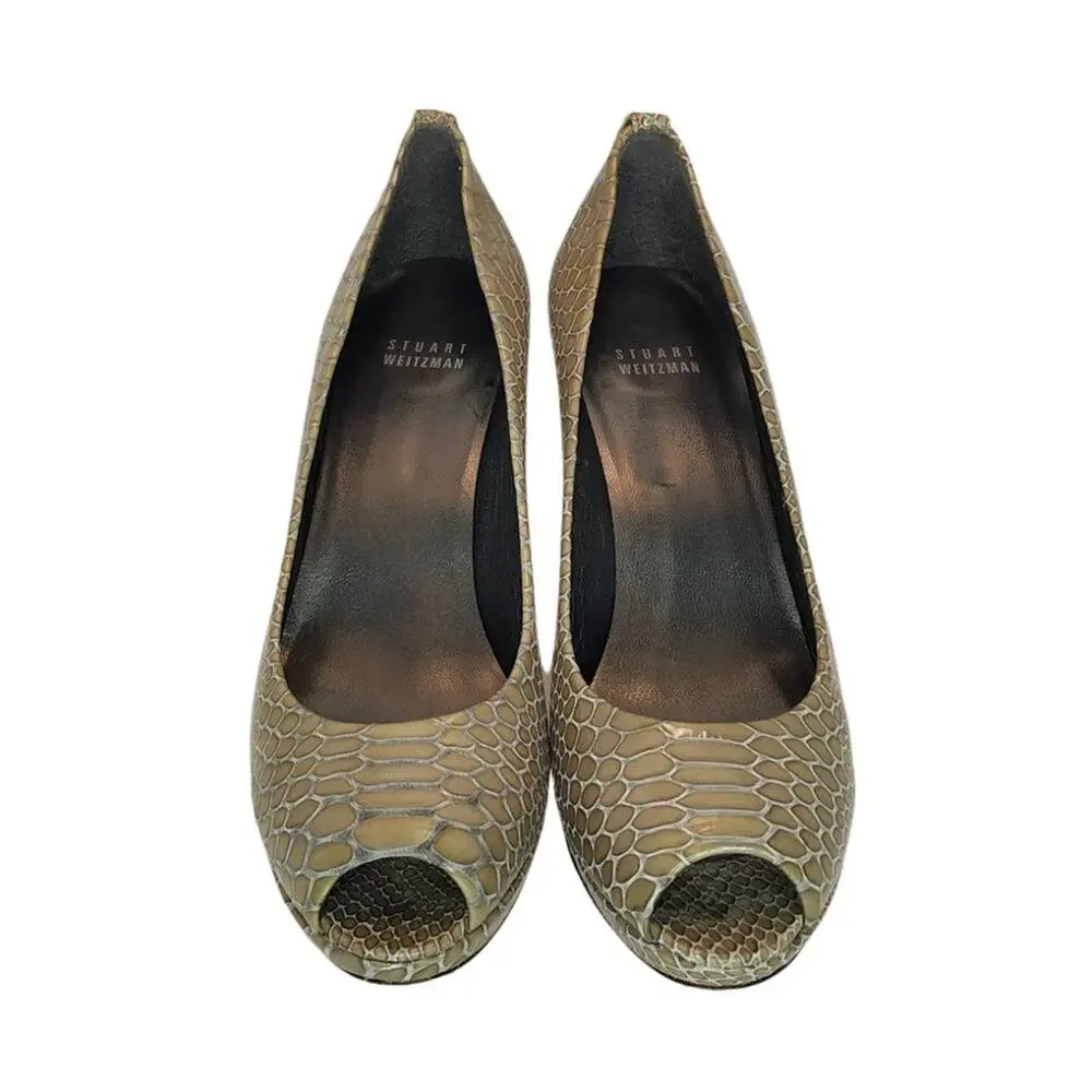 Stuart Weitzman Logo Plainfield Peep Toe Pumps